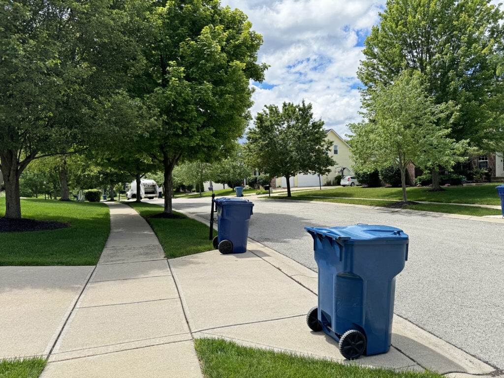 Clean and fresh garbage bins after a professional cleaning service.